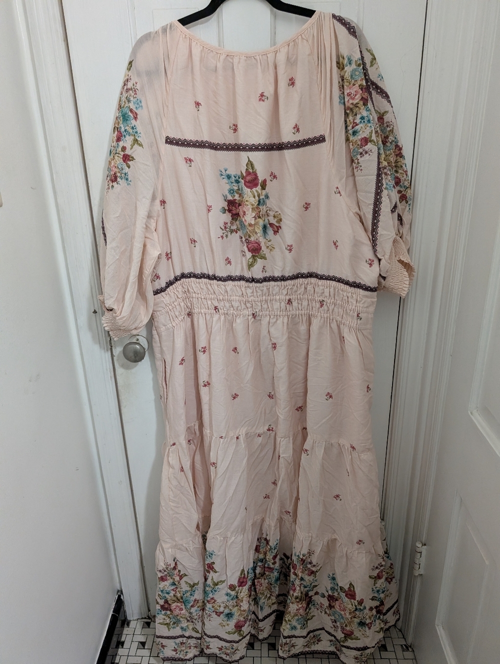 Nwt 3x Anthropologie Boho Floral Pink Somerset Maxi Dress with Smocked Waist - Picture 4 of 4